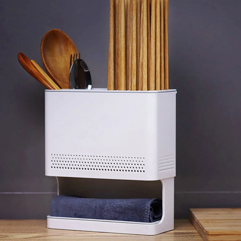 

Wall-Mounted Three-Division Double-Layer Drain Chopstick Cage Dual-Purpose Wall-Mounted Tableware Storage Box