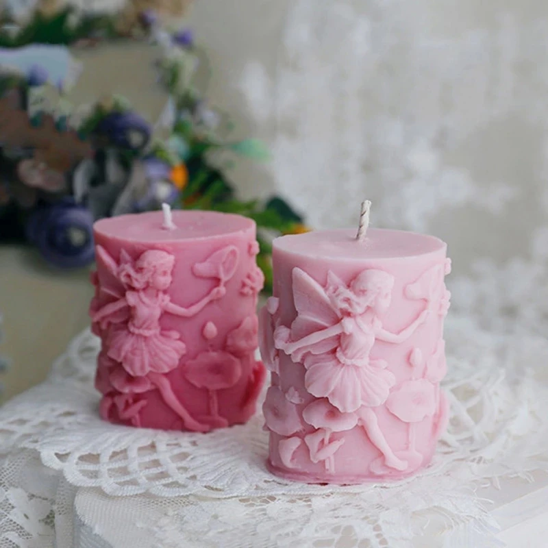 

Girl Dragonfly Lotus Relief Silicone Candle Mold for DIY Handmade Aromatherapy Candle Plaster Ornaments Soap Mould Handicrafts