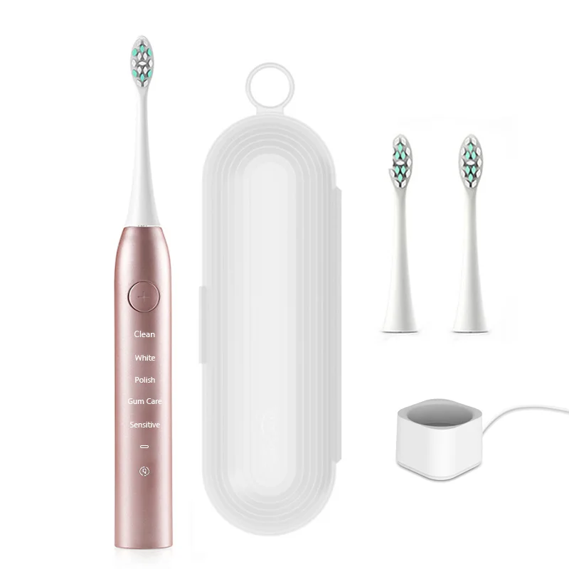 Gold Waterproof Electric Toothbrush Cleaning Whitening USB Charging Sonic Toothbrush with DuPont Heads - Цвет: Gold
