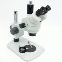 free shipping 7x 90x table pillar stand zoom magnification trinocular stereo microscope 144 led light