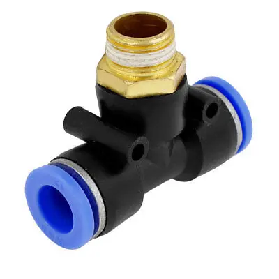 

Pneumatic 3/8" PT Male Thread 12mm One Touch Push In Tube Fitting Blue Black 2pcs