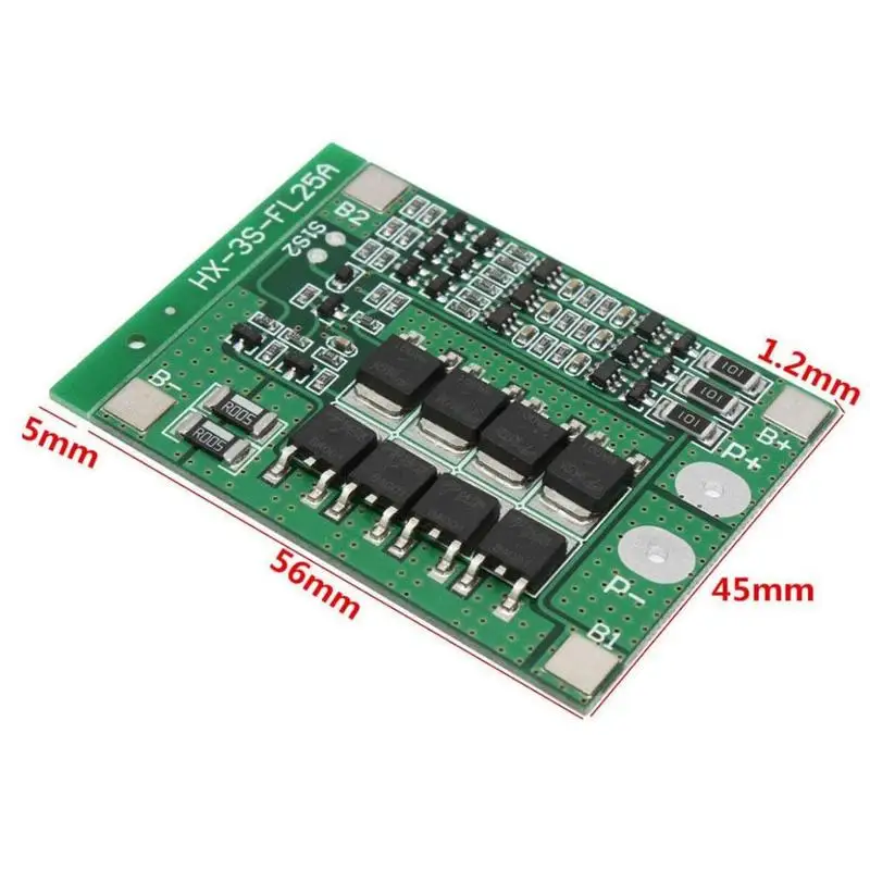 

3 String 12V 25A 18650 Lithium Ion Battery Protection Protection 12.6V Battery Circuit Board Balanced Lithium Board with K3E1