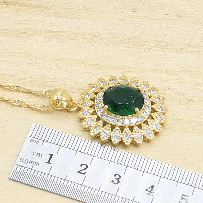 Зеленый подсолнух золотой цвет свадебный классический браслет серьги ожерелье