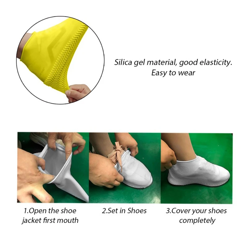 

Reusable Waterproof Rainproof Shoes Covers Silicone Washable Wear-Resistant Shoes Covers Rain Boots For Adult Kids