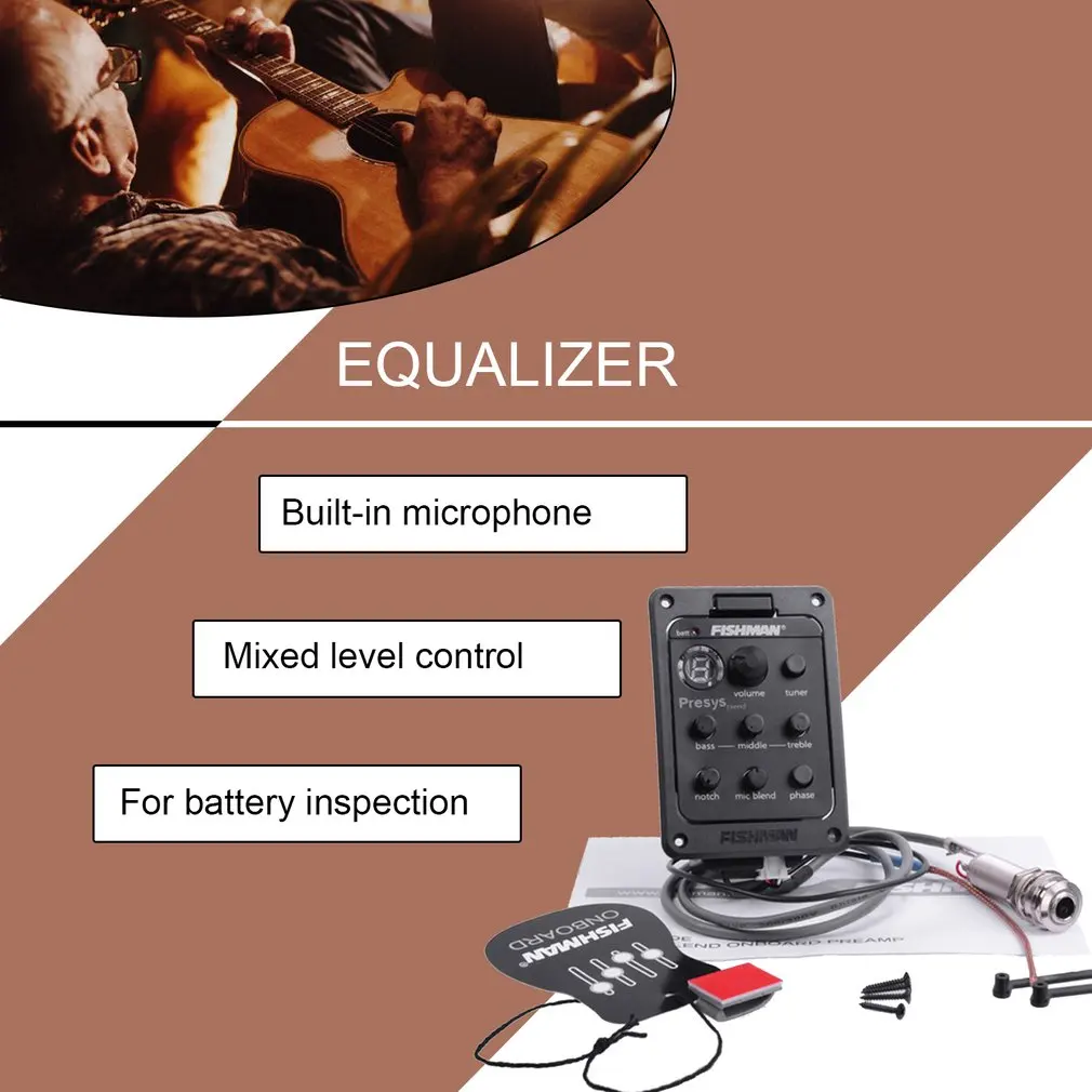 Рыбаков в новом дизайне 4 полосный эквалайзер Гитарный Предусилитель Piezo