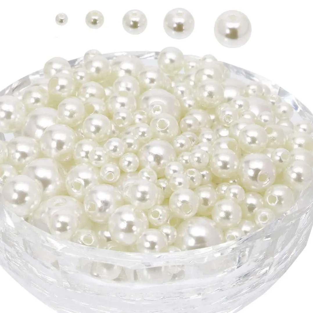 

10-1000Pcs Imitation Pearls Beads Loose Spacer Beads 4/6/8/10/12/14/16mm Beige White Round Pearls Beads For Craft Jewelry Making