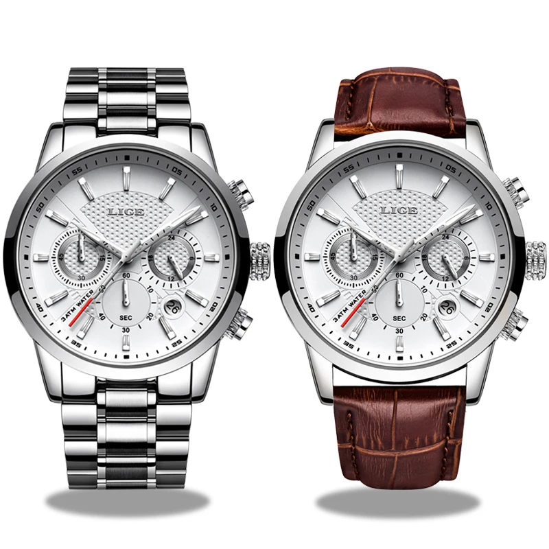 

Multifunction Mens Watches Top Brand Luxury Casual Quartz Watch Men Sport Waterproof Clock Silver Watches