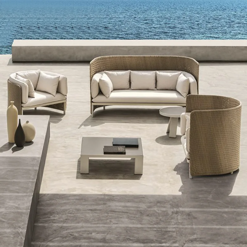 Уличный комбинированный диван из ротанга для балкона двора улицы сада дома досуг