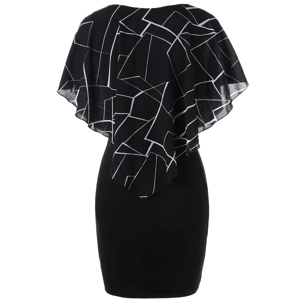 Женское модное платье с принтом шифоновое облегающее мини круглым вырезом и