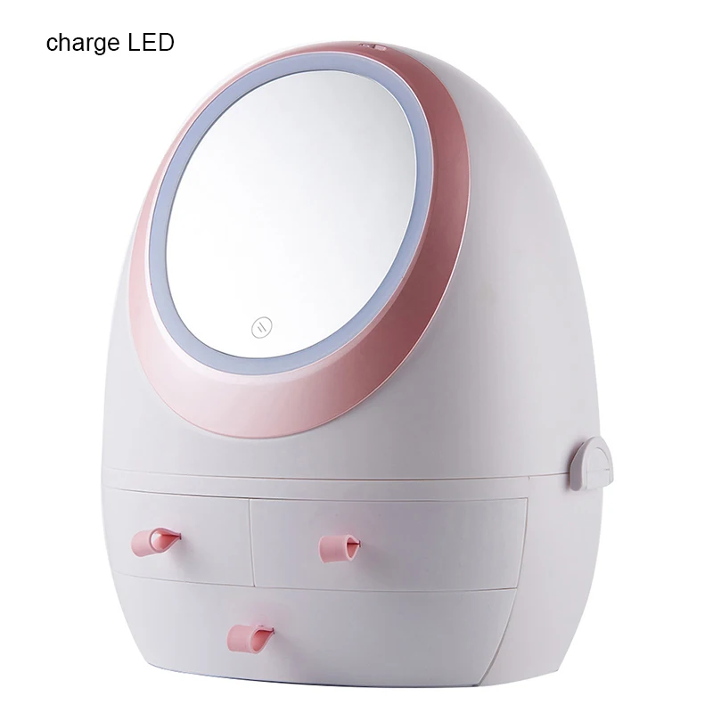 with led light Косметический ящик для хранения продуктов по уходу за кожей органайзер для макияжа с зеркалом светодиодный свет CJ666 - Цвет: with led light