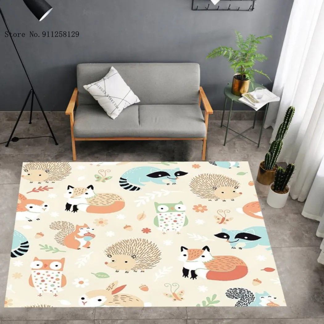 

Cartoon Animals Floor Carpet Baby Play Mat 3D Print Lovely Kawaii Rug Outdoor Rug Hedgehog Panda Floor Carpet For Bedroom Carpet