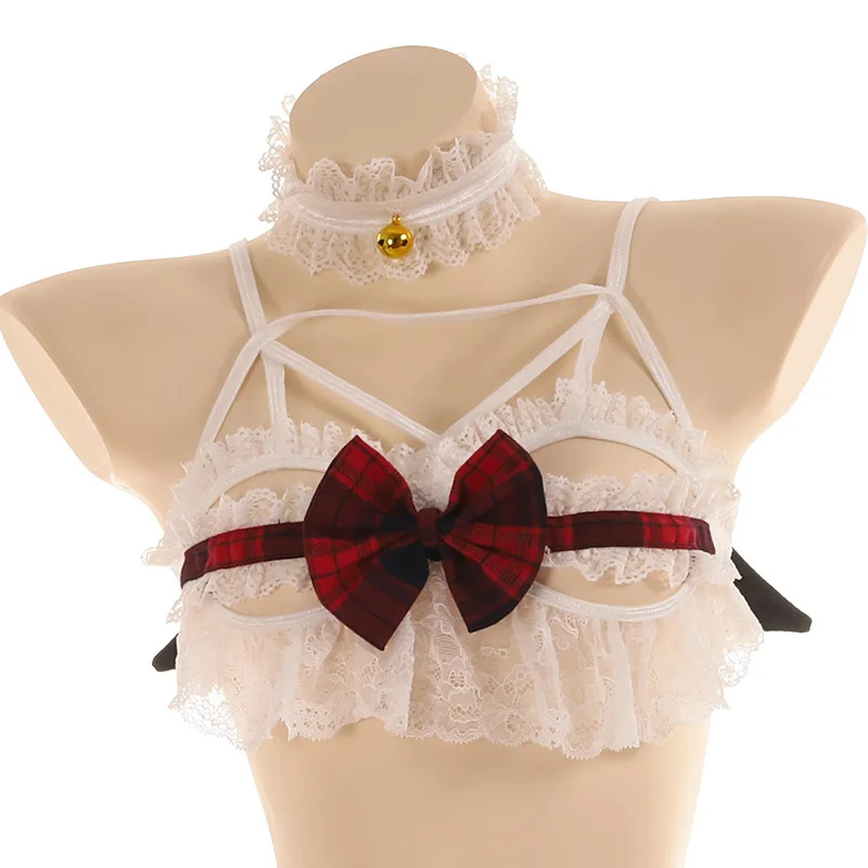 Лолита Сексуальная Кружевная блуза с широкими белье белого цвета &quotмаленький