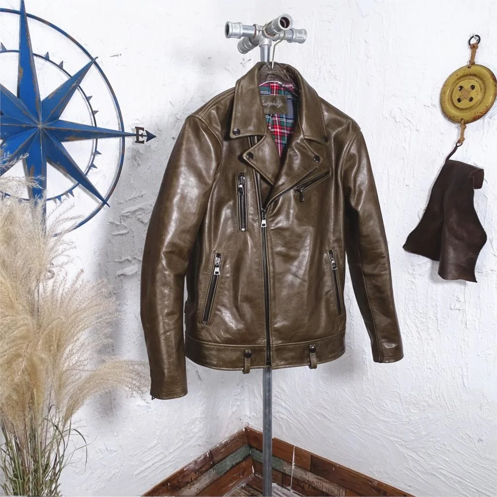 

Редкий головной слой из вощеной воловьей кожи для мужчин, мотоциклетная куртка с лацканами