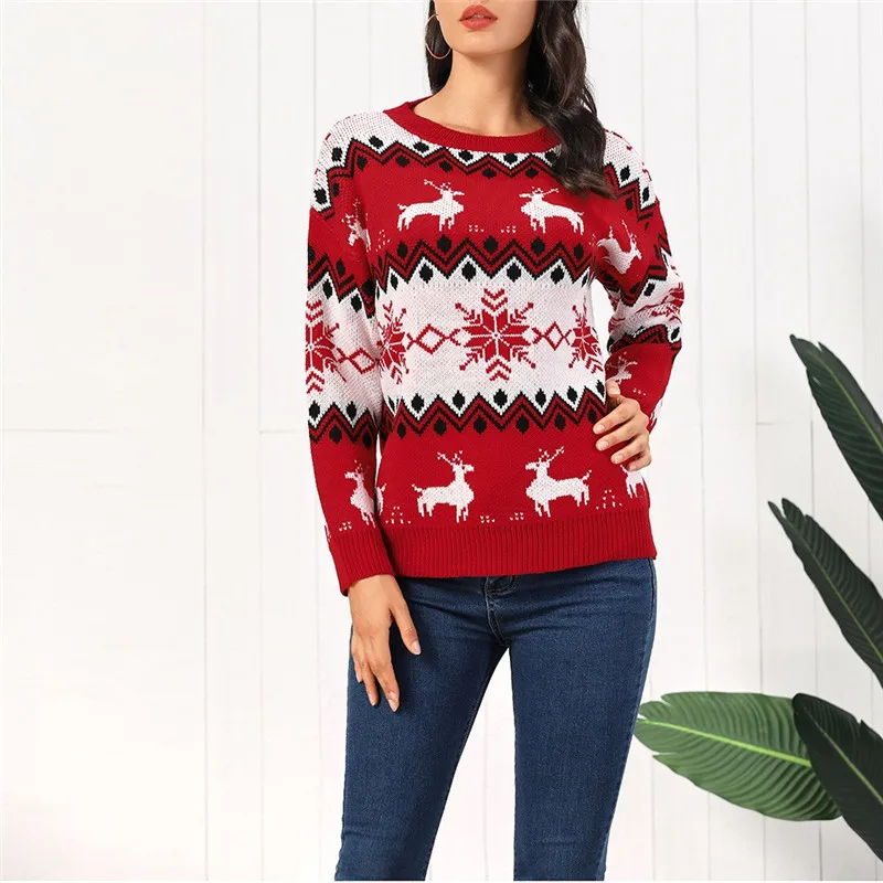Женский Рождественский свитер Рождественская блузка с длинным рукавом и