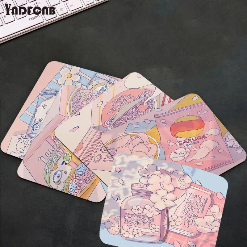 

Japanese Cat Snacks Food Cherry blossoms Drink Art Gamer Small Rubber Mousepad Smooth Writing Pad Desktops Mate gaming mouse pad