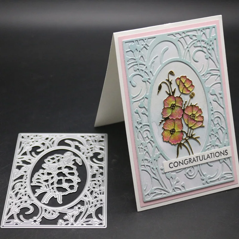 Маленький цветок прямоугольная рамка ручной работы металлические режущие