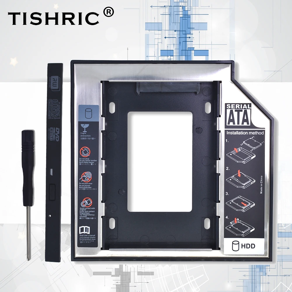 

Tishric Universal Plastic Aluminum with panel 9.5mm SATA 3.0 HDD Caddy Hard Disk Enclosure Adapter DVD HDD For Laptop Optibay