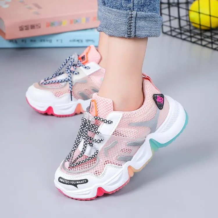 2020 Summer Rainbow Kids Sport Shoes For Girls Sneakers Students Breathable Mesh Children Boys Light Kid | Детская одежда и обувь