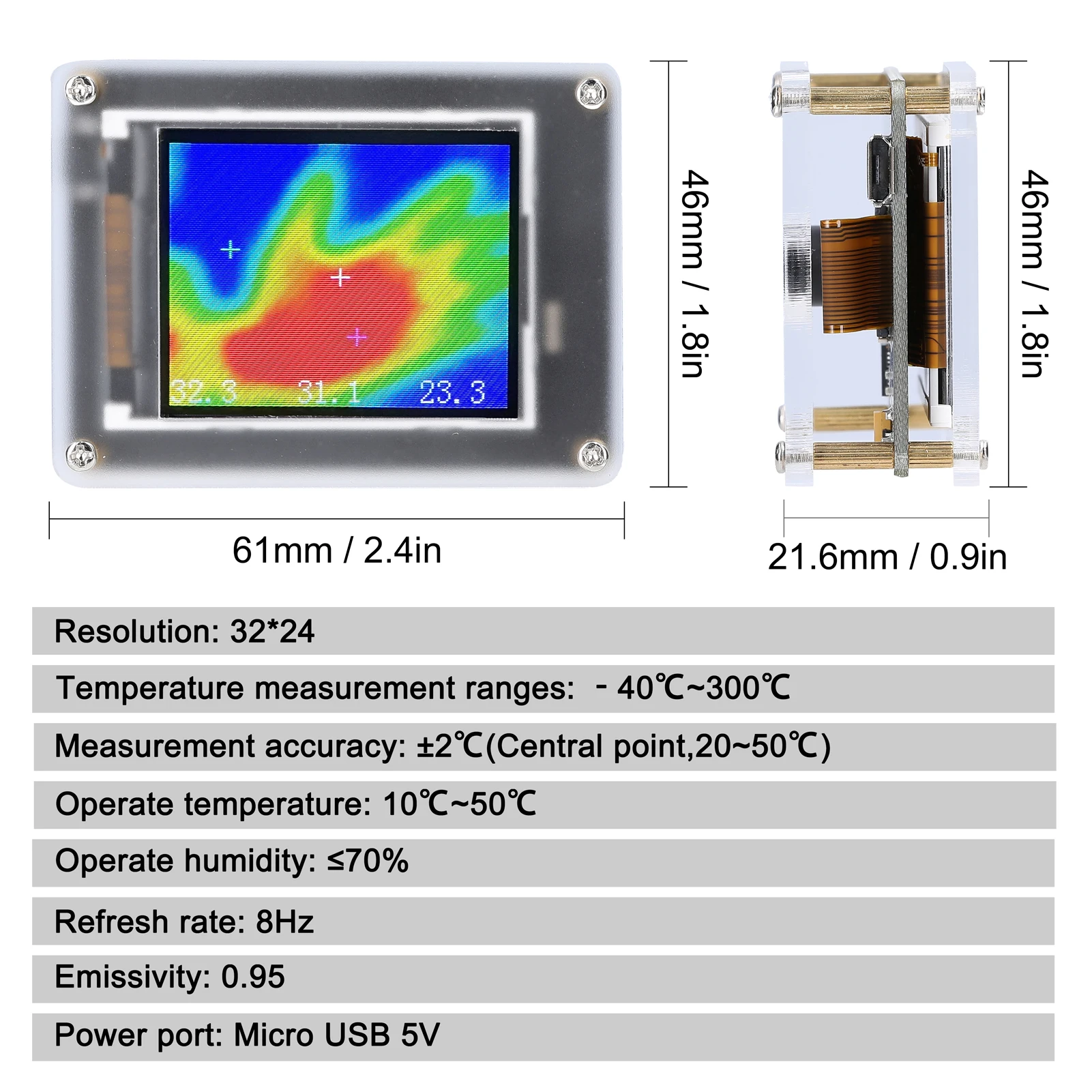 Портативные инфракрасные температурные датчики с ЖК-дисплеем 1 8 дюйма и USB-портом
