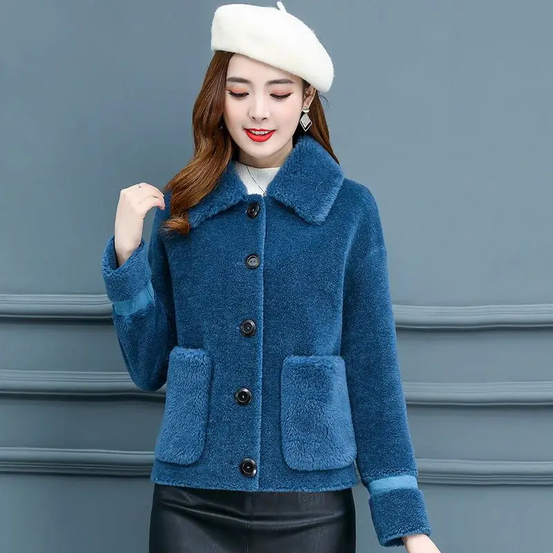 Women Winter Real Fur Wool Coats Fashion h Natural Sheep Shearing Short Coat Female Suede Liner Overcoat Wool Jackets K305