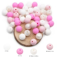 cute idea 10pcs 12mm silicone beads round teething pearl necklace bracelet food grade teether soft pacifier chain baby product