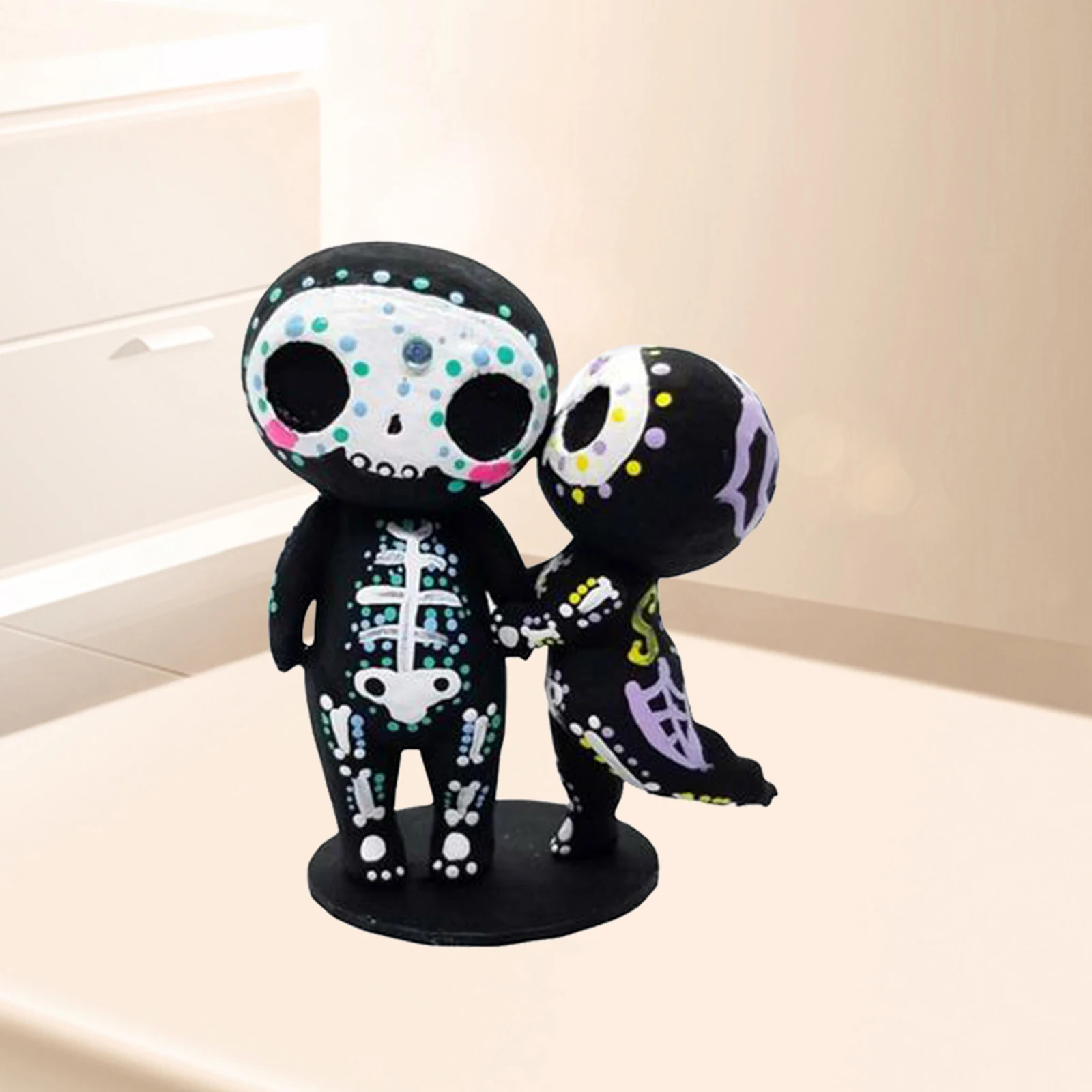 Cute Resin Sugar Skull Figurine Hand-painted Head Skeleton Statue Crafts Room Desk Decor Gift | Дом и сад