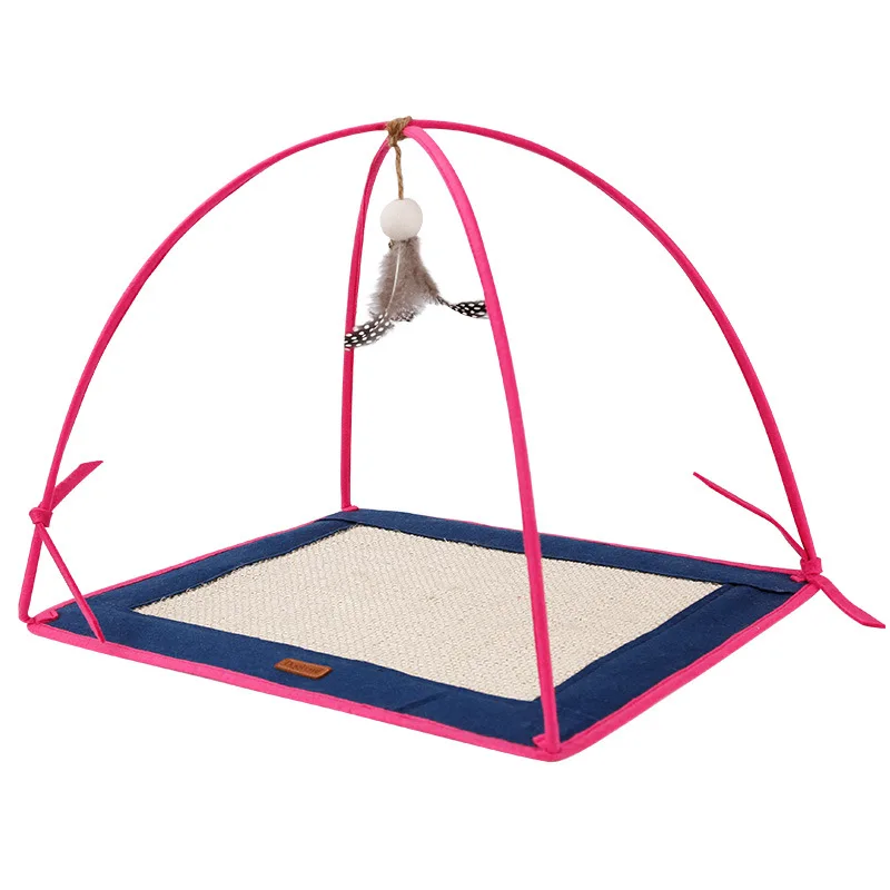 Игровой коврик Когтеточка для кошек игрушка сизаля с пером|Кровати и подстилки