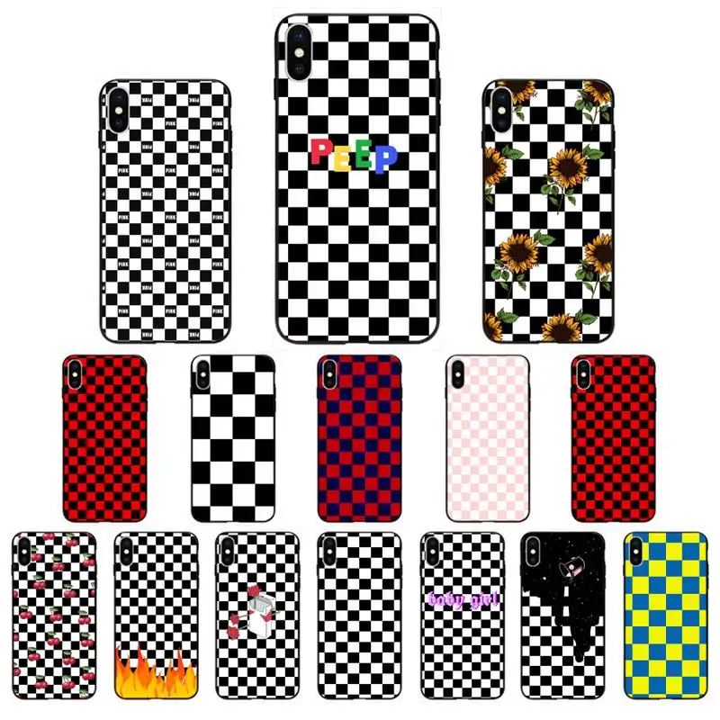 Yinuoda клетчатый шахматная доска Bling симпатичный чехол для телефона iPhone 11 pro XS MAX 8 7 6