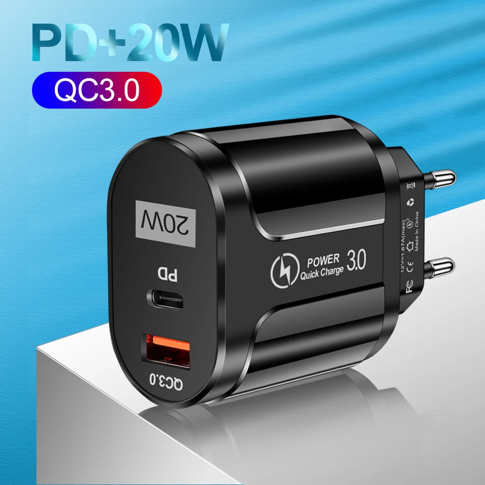 

Зарядное устройство PD USB C, 20 Вт, QC 3,0, EU/US/UK вилка, адаптер для iPhone 13 Pro Max/Xiaomi Mi 11/Mi 10