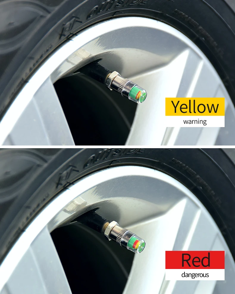 4PCS 2.4Bar 36PSI Car Auto Tire Pressure Monitor Valve Stem Caps Gauge Sensor Indicator Eye Alert Diagnostic Alarm Tools Kit
