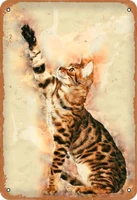 bengal cat metal vintage tin sign wall decoration 12x8 inches for cafe coffee bars restaurants pubs man cave decorative