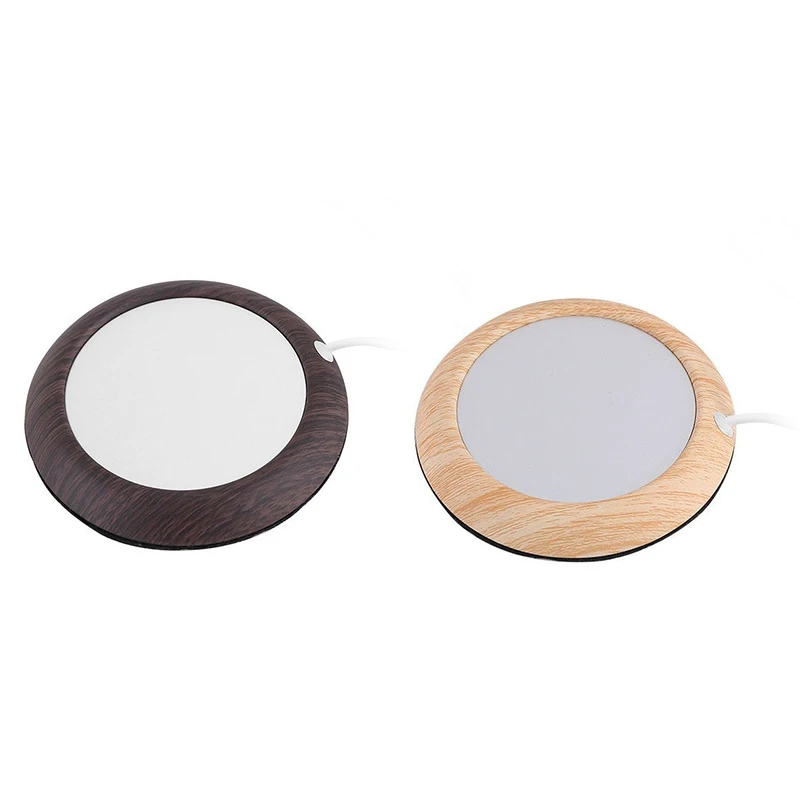

Protable USB Wood Grain Cup Warmer Heat Beverage Mug Mat Keep Drink Warm Heater Mugs Coaster