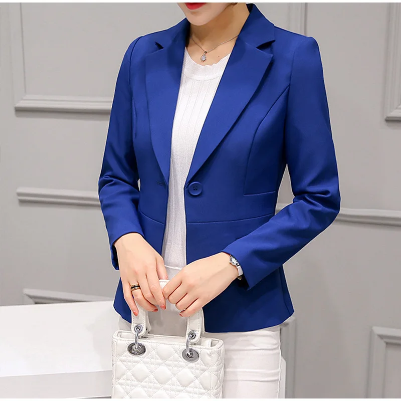 Long Sleeve Solid Pink Office Lady Blazer One Button Women's Slim Coat Jacket Female Autumn Fashion Blazers Women Jackets