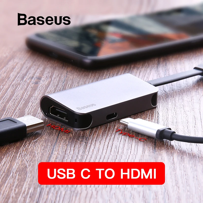 Концентратор питания Baseus USB C для HDMI Type PD Thunderbolt 3 концентратор Macbook Pro Air Samsung S10 типа