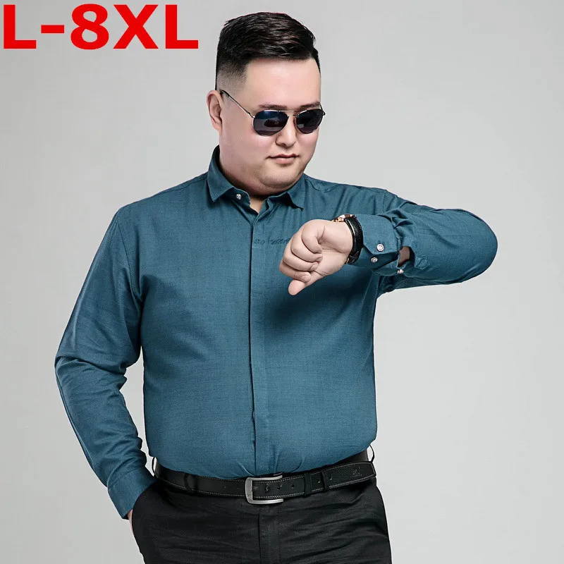 Размера плюс 8XL 7XL 6XL брендовые модные мужские рубашки с длинными рукавами