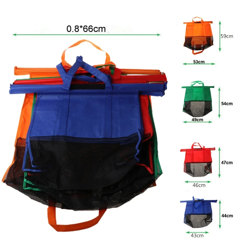 

4 Pack Reusable Trolley Bags Shopping Cart Bags Trolley Bags Reusable Grocery Cart Bags for Hot or Cold Groceries
