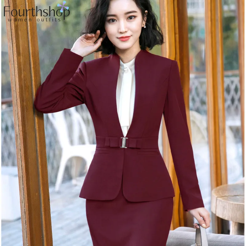 Костюм брючный женский деловой Униформа костюм с блейзером для офиса и работы