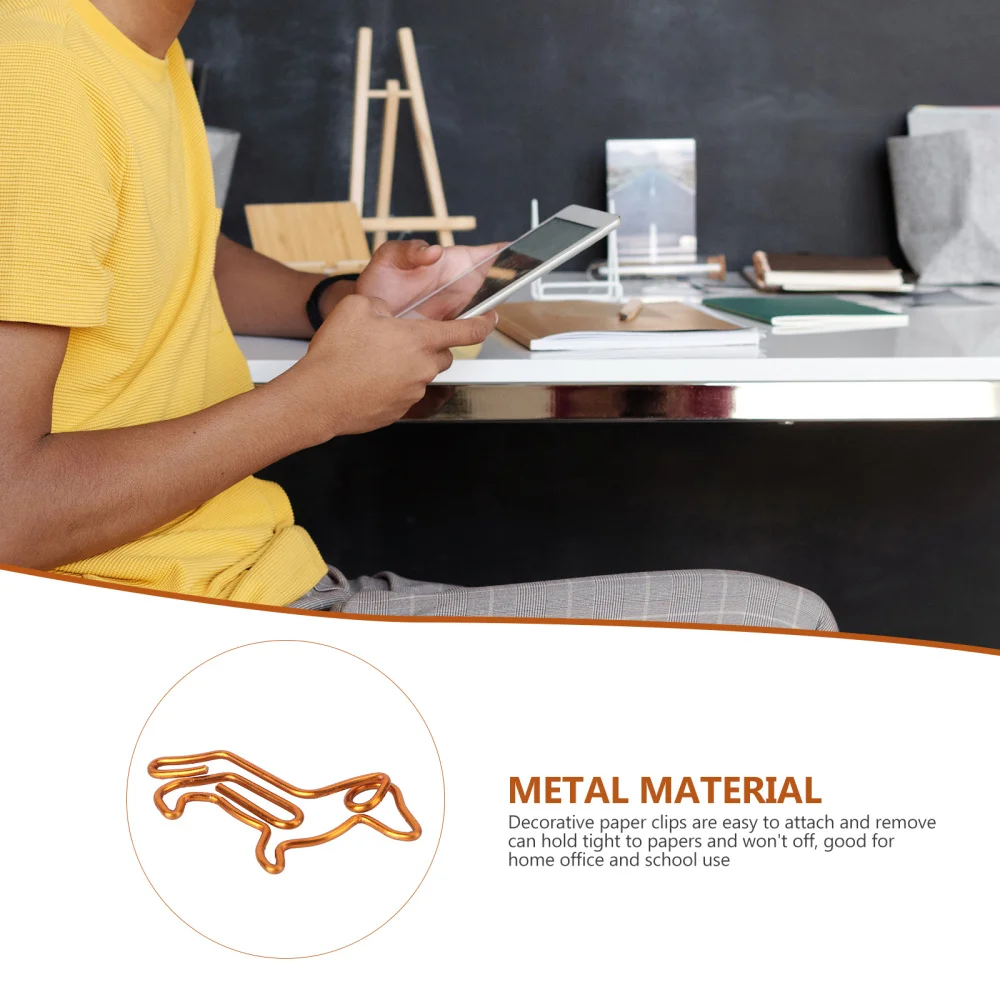 

30Pcs Golden Dachshund Paper Clips Cartoon Paper Clips Creative Customization Special-shaped Gold Paper Clips(Orange)