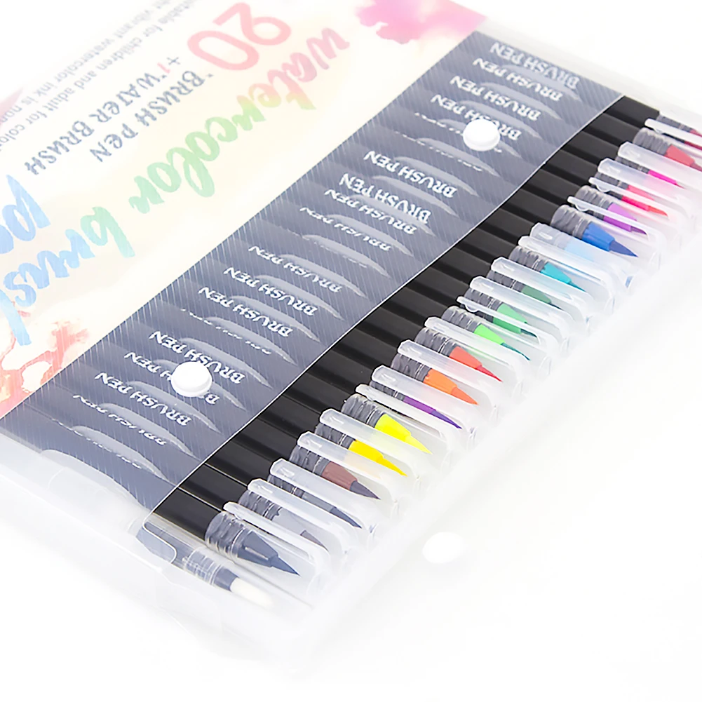 

20 Colors Double-headed Watercolor Pen Graffiti Coloring Pens Student Stationery Art Drawing Markers Soft Brush Drawing Pen
