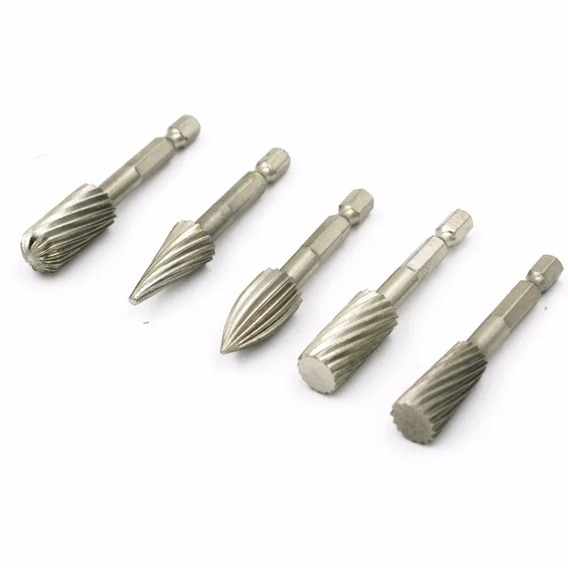 1/4 Inch(6.35Mm)Carbide Burrs Rotary File 5Pcs Rasp Cutter Files Shank Tool Power Tools Woodworking Chisel Shaped Ro | Инструменты
