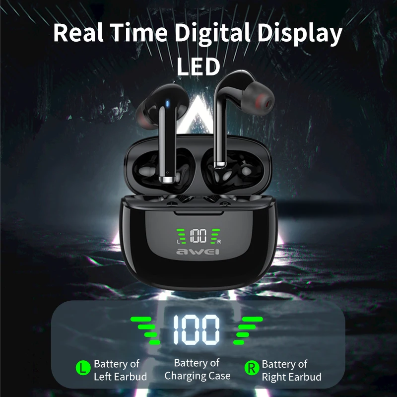 Awei TA8 ANC bluetooth-совместимая 5 2 Спортивная гарнитура с шумоподавлением Type-C Earbud Gamer TWS