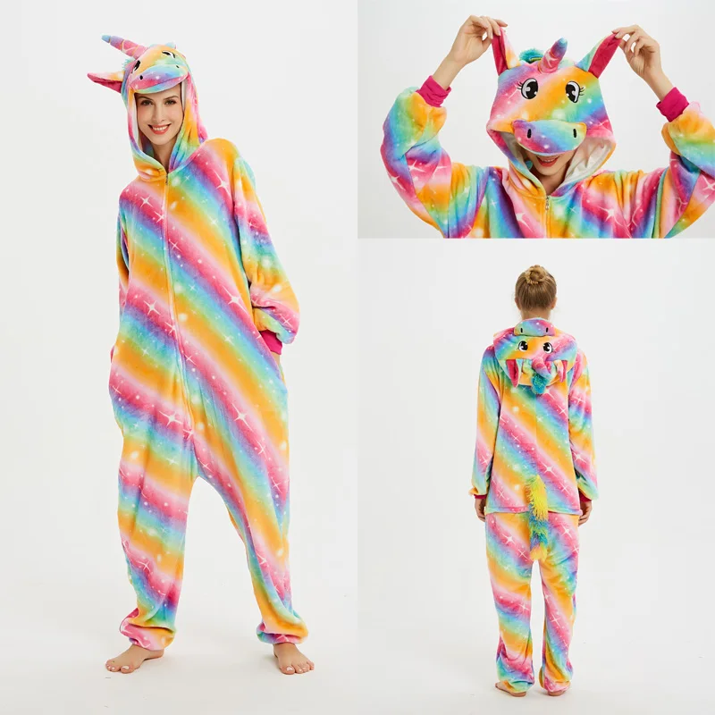 Пижама Kigurumi с единорогом для взрослых женщин кугуруми пара зима 2020 теплая Милая