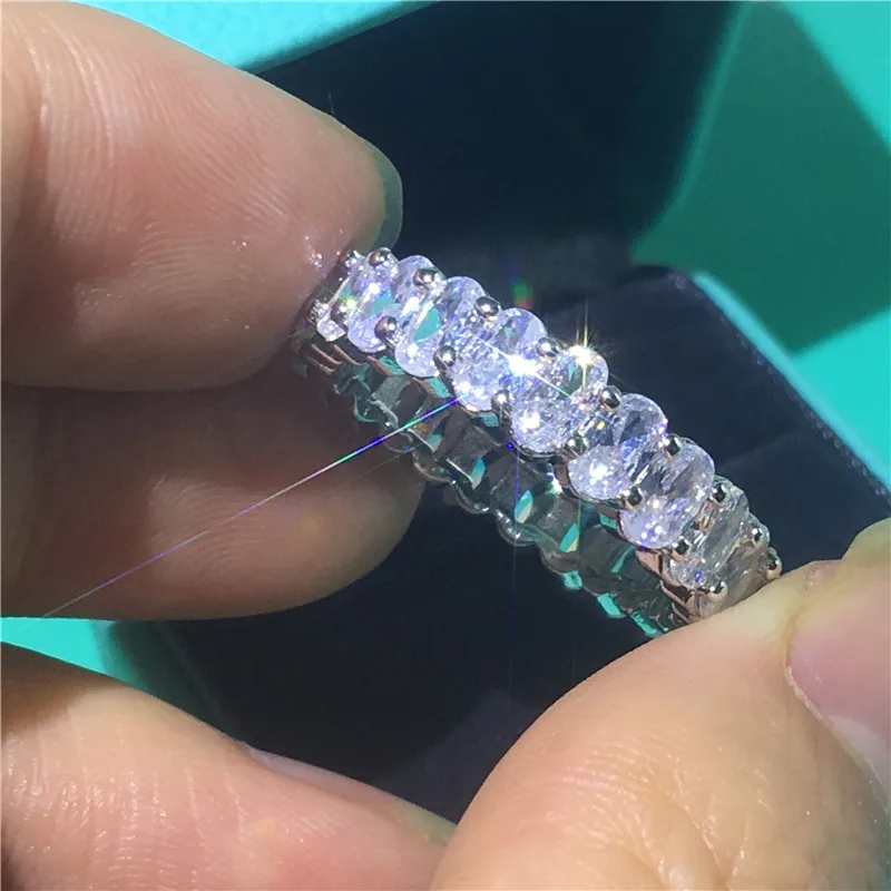 

Vecalon Female Eternity Promise Ring 925 Sterling silver Jewelry Emeald cut AAAAA cz wedding band Rings For Women Party Bijou