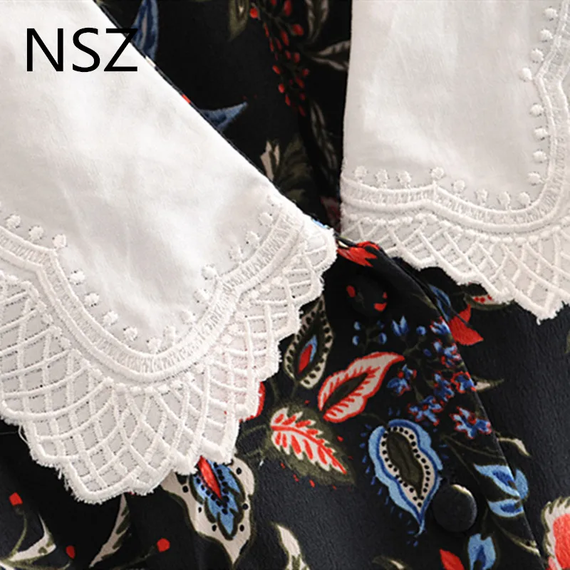 Женское мини-платье с вышивкой NSZ белое короткое платье рукавом 3/4 и эластичной