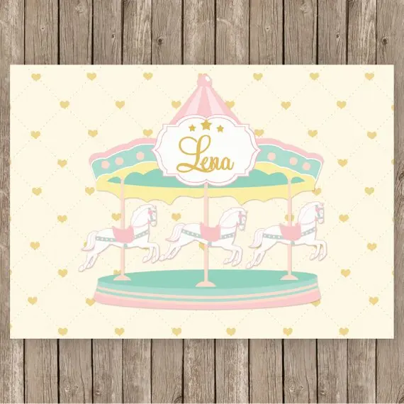 

custom carrousel birthday party baby child photo background photography backdrops quality vinyl