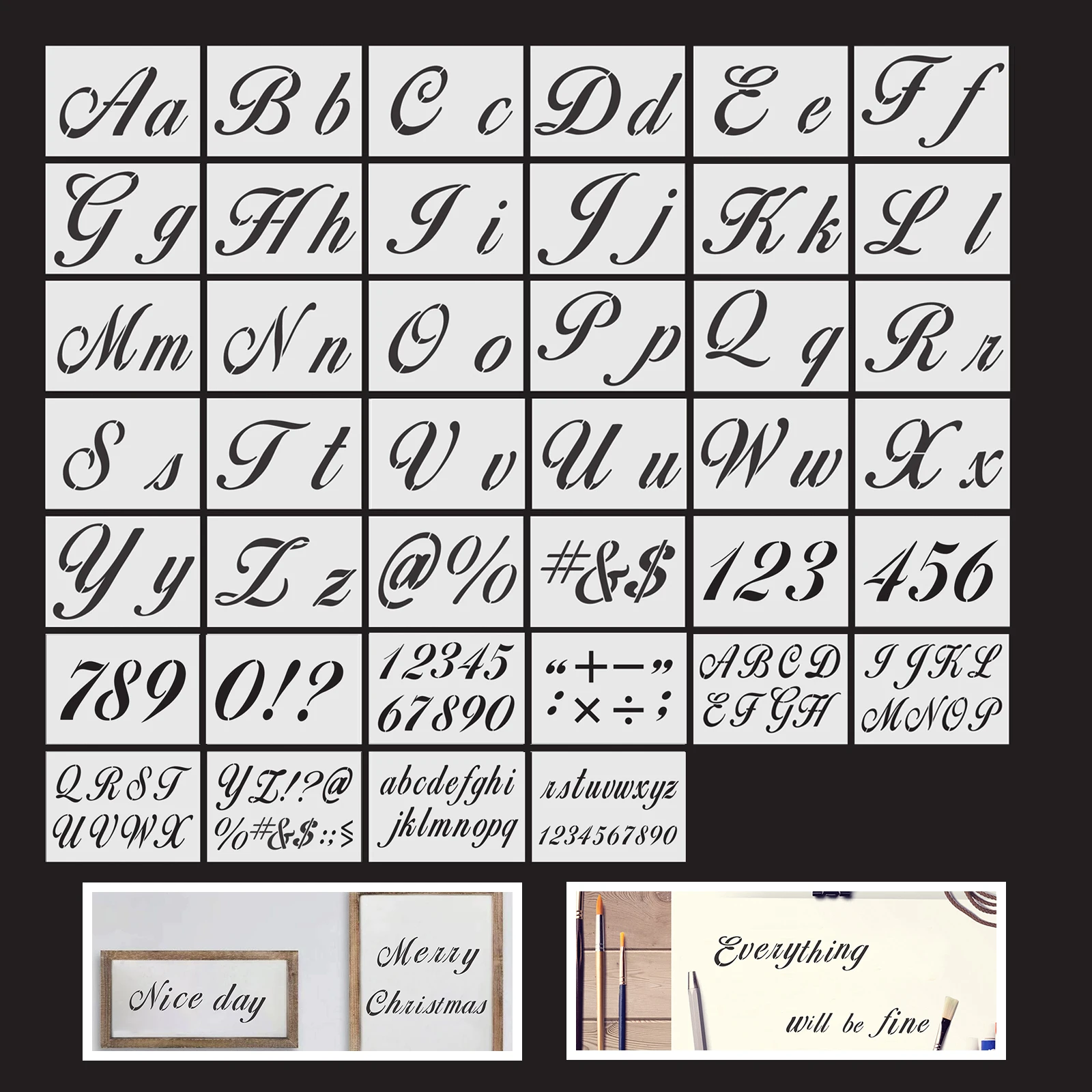

40pack/set Letter Stencils for Painting on Wood - Alphabet Stencils Reusable Plastic Art Craft Stencils with Numbers and Signs