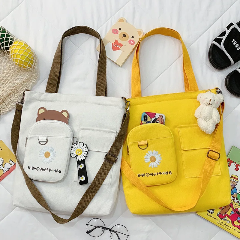 

Multi-purpose ins fire Korean style canvas women's messenger bag student one-shoulder portable tote bag backpacks