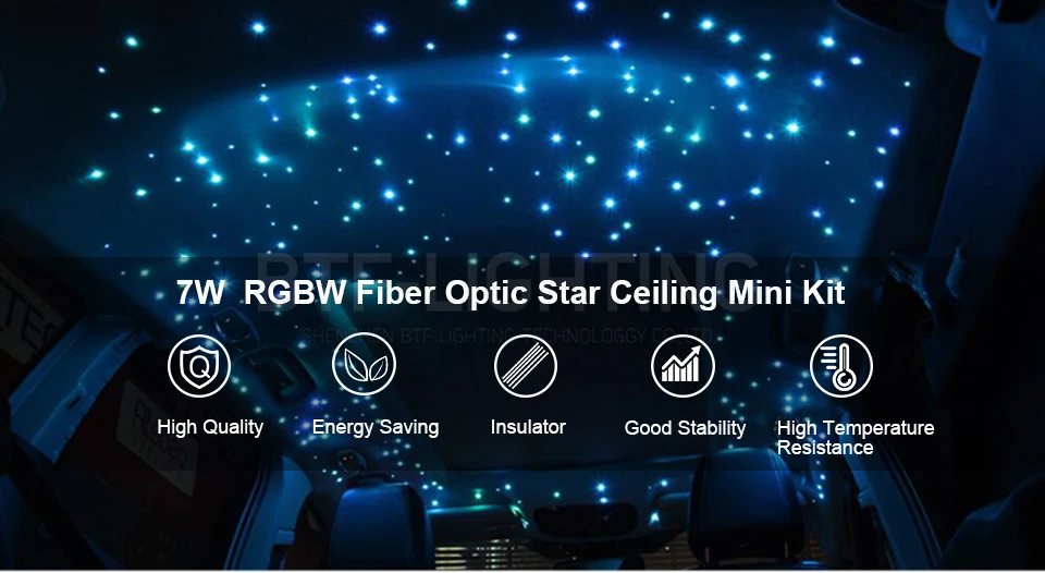 DC12V 7W волоконно-оптическая звезда RGBW потолочный мини-комплект RF контроллер Мерцающая Плётка игрушка конец светящийся мигающий эффект для автомобиля вечерние украшения