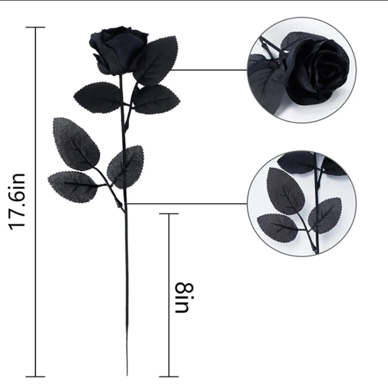 

10 PCS Artificial Flowers Black Roses Bouquets Wedding Bridal Bouquet Indoor Outdoor Home Table Centerpieces Decoration