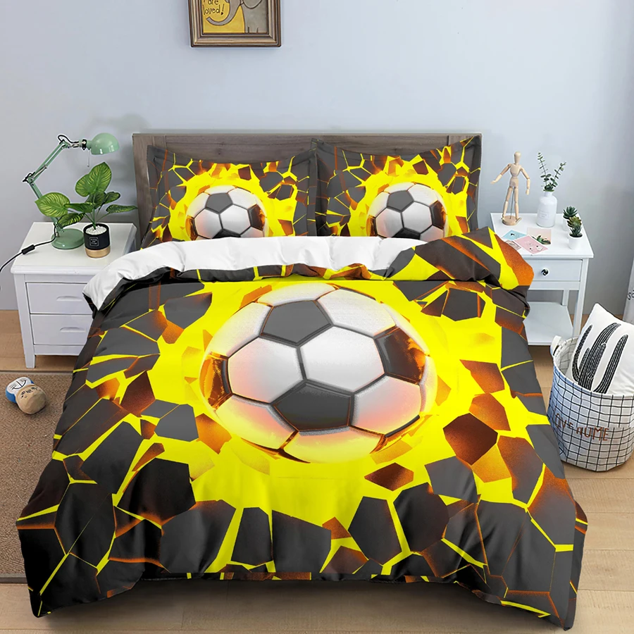 

WOSTAR Bed linen bedding set king size 3d printed football duvet cover adult kids super soft cozy boys bedclothes 220x240cm